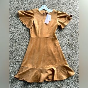 Dry goods Fashion on earth suede camel fall dress XS